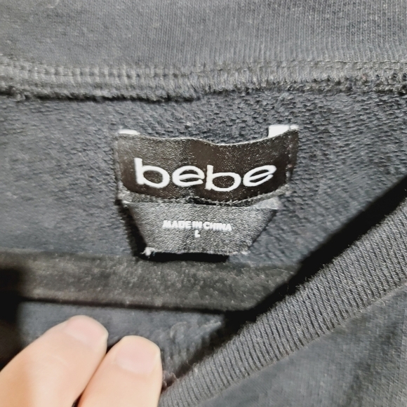 bebe BLACK SWEATSHIRT, W GOLD STUD LOGO, SZ LARGE, SO CUTE! - Picture 4 of 6
